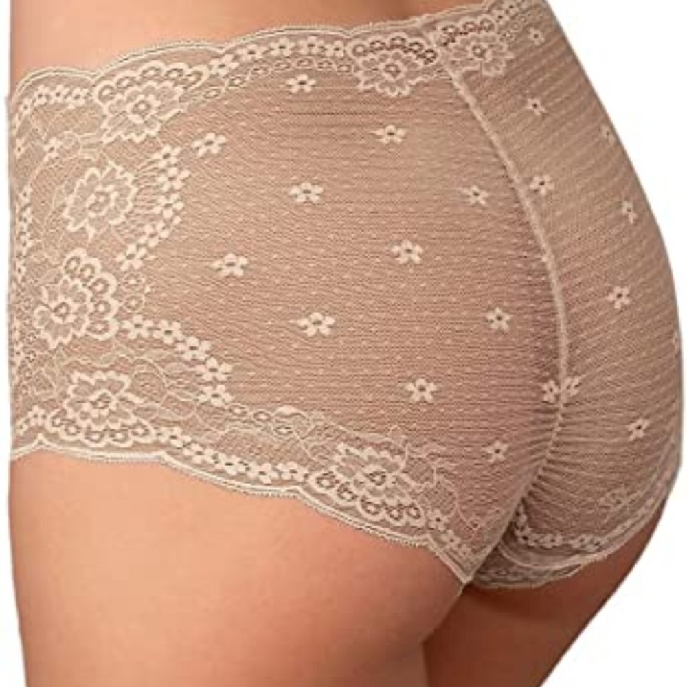 NWT Leonisa Tummy-Compression Lace Panty (012938) Color Nude / Beige